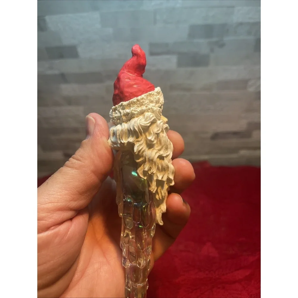 Vintage‎ Santa Crystal Look Icicle Christmas Tree Ornament Santa Face Icicle